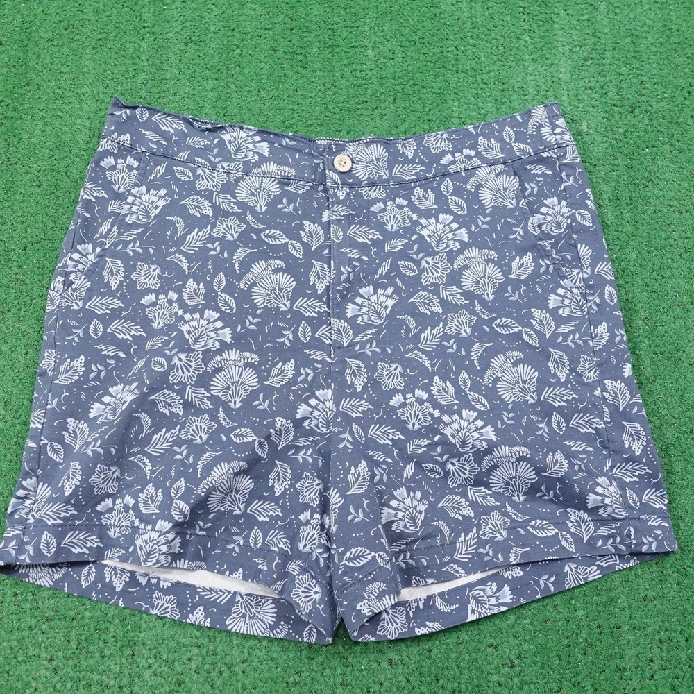 JACHS Girlfriend Shorts Mens XL Blue Floral Chino‎ Cotton Modal 6 Inseam